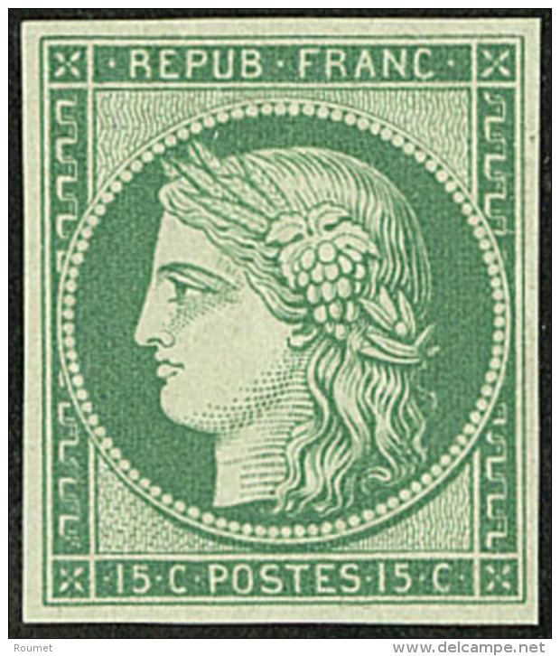 R&eacute;impression. No 2f, Vert Vif Clair, Superbe - 1849-1850 Cérès