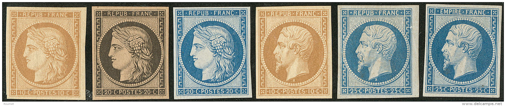 R&eacute;impression. Nos 1e, 3k, 8d, 9e, 10f, 15f. - TB, B Ou Pd - 1849-1850 Cérès