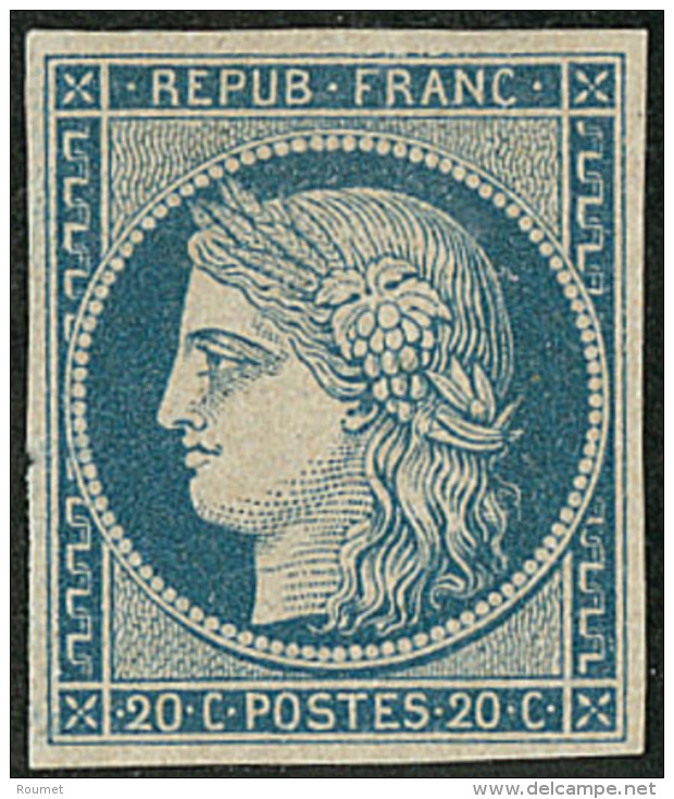 Non &eacute;mis. No 8, Bleu Sur Jaun&acirc;tre, Jolie Pi&egrave;ce. - TB. - R - 1849-1850 Cérès