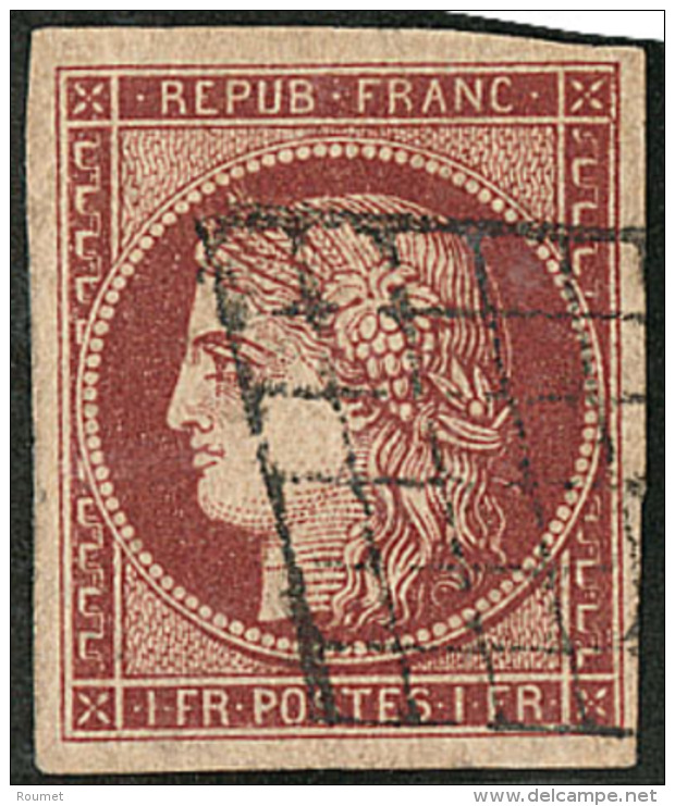 No 6A (Maury 7d), Rouge Brun, Obl Grille, Jolie Pi&egrave;ce. - TB. - R (N&deg;Yvert) - 1849-1850 Cérès