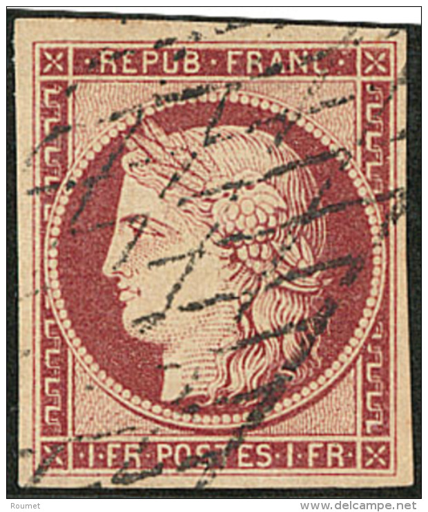 No 6c, Carmin Clair, Obl Grille Sans Fin, Jolie Pi&egrave;ce. - TB - 1849-1850 Cérès