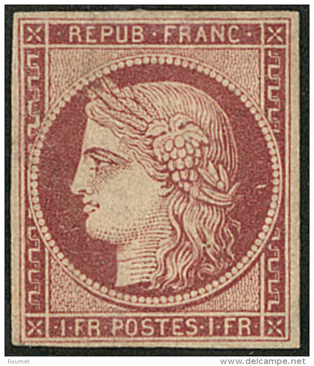 No 6, Carmin Fonc&eacute;, R&eacute;par&eacute; Et Regomm&eacute;, TB D'aspect - 1849-1850 Cérès