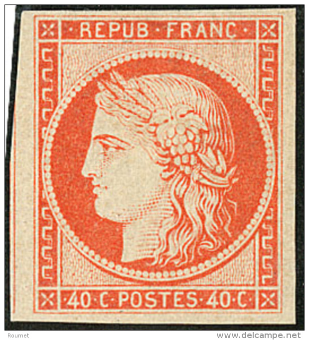 No 5b, Orange Vif Gomme Blanche, Un Voisin, Superbe. - RR - 1849-1850 Ceres