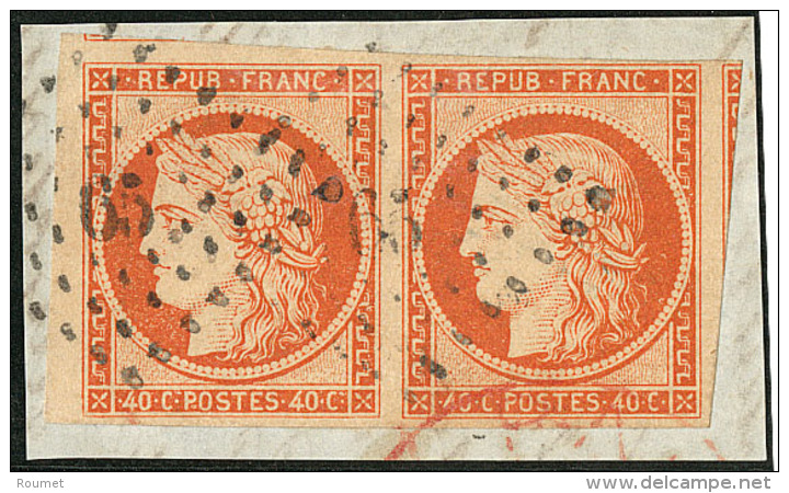 No 5, Paire, Deux Voisins, Obl Pc 65 Sur Petit Fragment. - TB - 1849-1850 Ceres