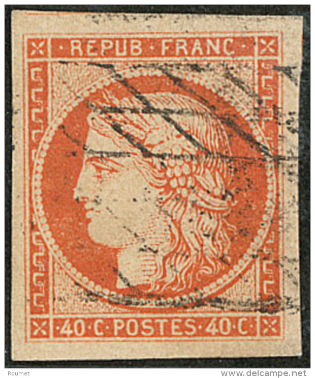 No 5, Orange, 2 Voisins, Obl Grille Sans Fin. - TB - 1849-1850 Ceres