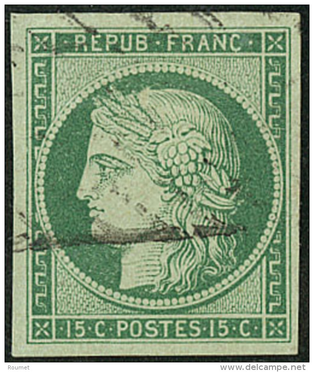 No 2b, Vert-jaune, Obl Grille Sans Fin, Jolie Pi&egrave;ce. - TB. - R - 1849-1850 Ceres