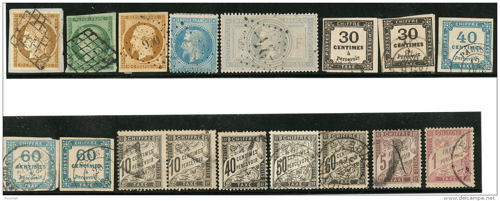 Nos 1, 2, 9, 29II, 33, Taxe 6(2), 7, 9(2), 15 Paire, 19/21, 27, 39, Tous &eacute;tats - 1849-1850 Ceres