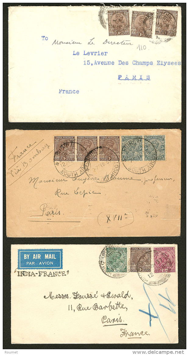 INDE ANGLAISE. Lot. 1935-1937, 3 Enveloppe Afft Type George V Et Obl Diverses. - TB - Other & Unclassified