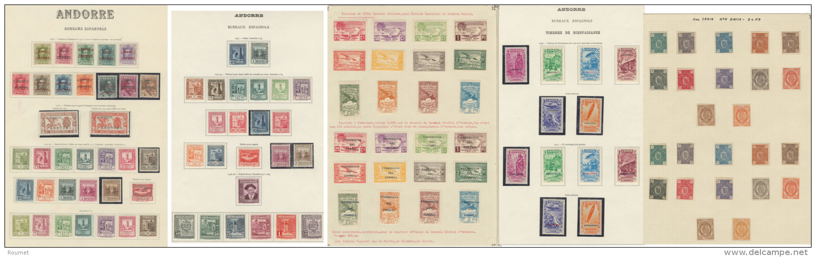 ANDORRE ESPAGNOL. Collection. 1928-1964 (Poste), Compl&egrave;te Sauf 40A, + &eacute;missions Locales Et Bienfaisances D - Andere & Zonder Classificatie