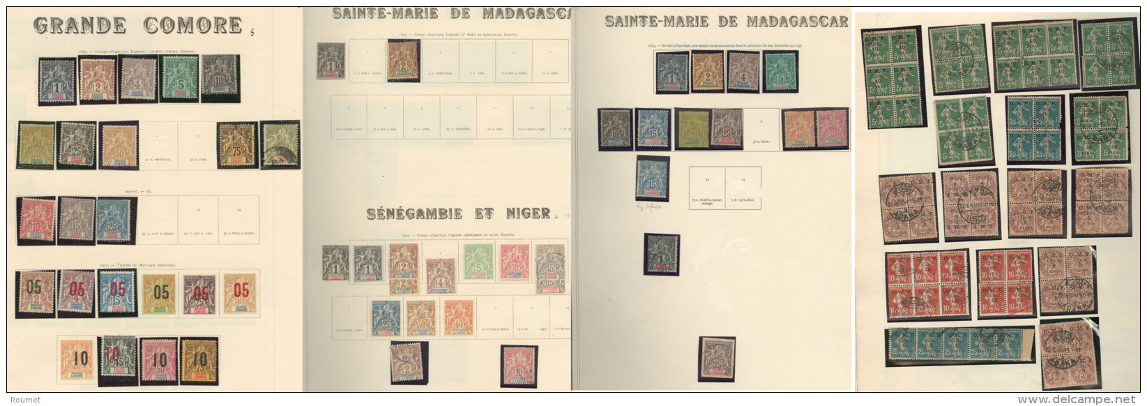 1880-1945 (Poste), Valeurs Diverses Dont Nombreux Groupe, Qqs Ex Neufs. - TB Ou B - Collections