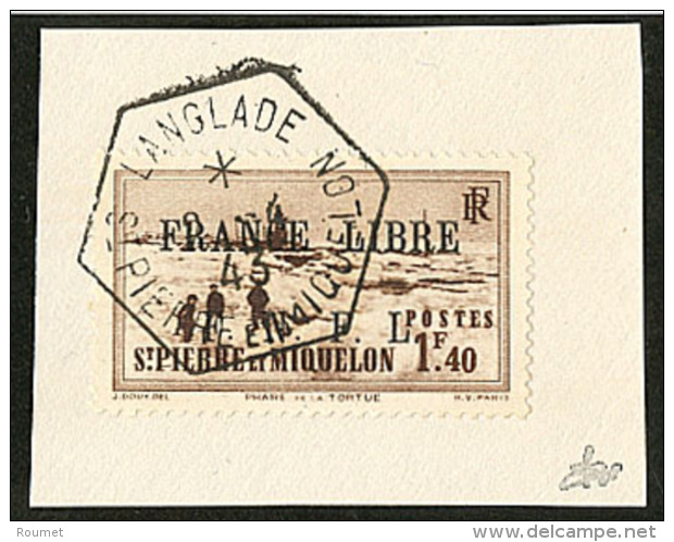 France-Libre. No 265, Obl Cad Hexagonal "Langlade" Sur Petit Fragment. - TB - Other & Unclassified