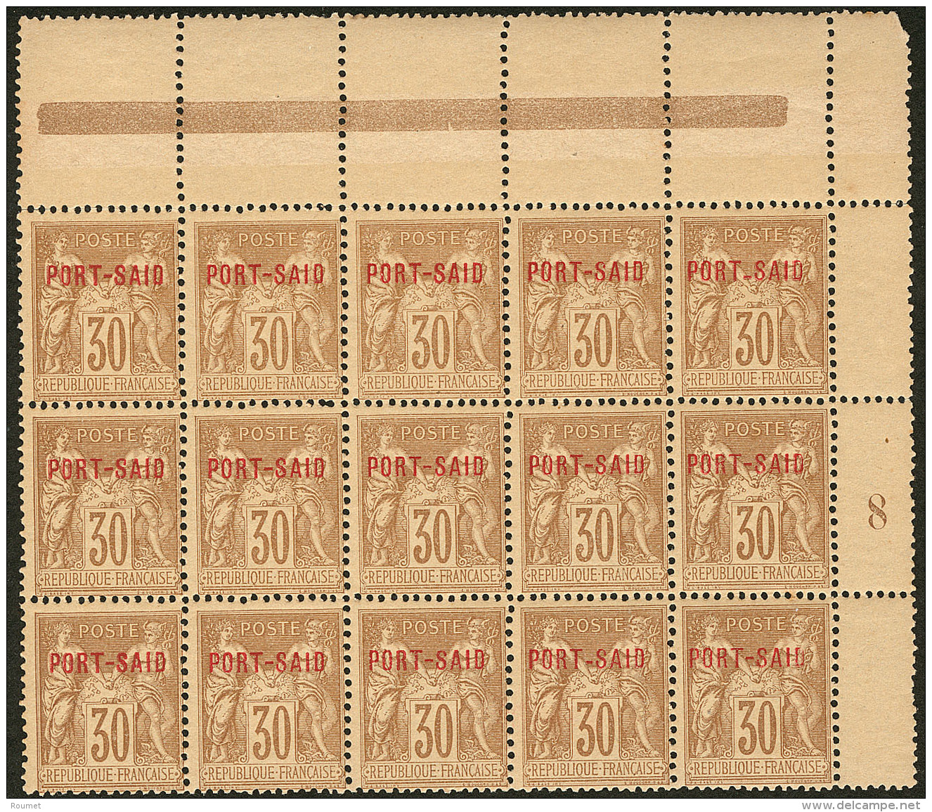 Emission Provisoire Locale Vendue Du 17 Au 24 Novembre 1899 (cote Yv. Sp&eacute; 2013). No 11A (brun), Bloc De 15 Ex Cdf - Andere & Zonder Classificatie