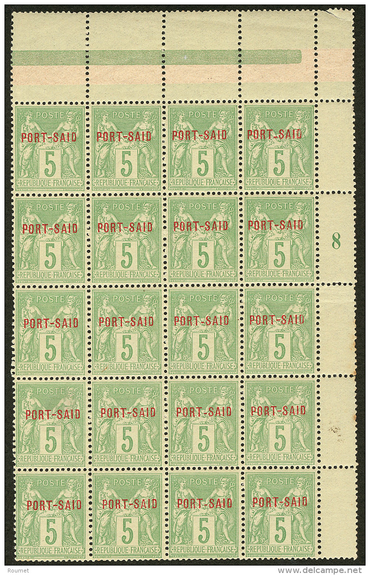 Emission Provisoire Locale Vendue Du 17 Au 24 Novembre 1899 (cote Yv. Sp&eacute; 2013). No 5A (vert-jaune), Bloc De 20 E - Andere & Zonder Classificatie