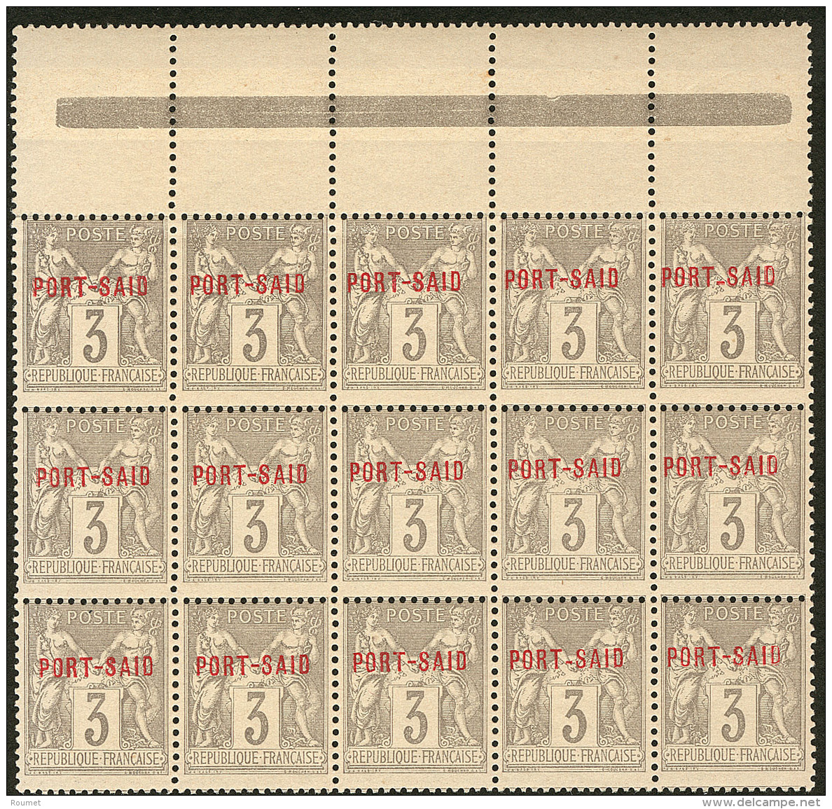 Emission Provisoire Locale Vendue Du 17 Au 24 Novembre 1899 (cote Yv. Sp&eacute; 2013). No 3A (gris), Bloc De 15 Bdf Don - Andere & Zonder Classificatie