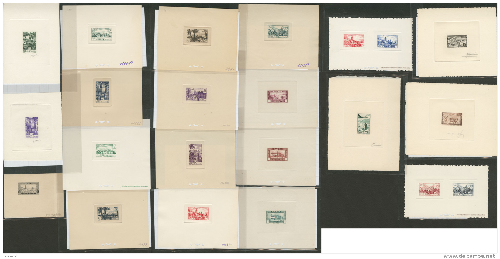 Lot. Epreuves D'artiste. 1934-1950 (Poste, PA), Types, Couleurs, Valeurs Et Formats Divers. - TB - Vide