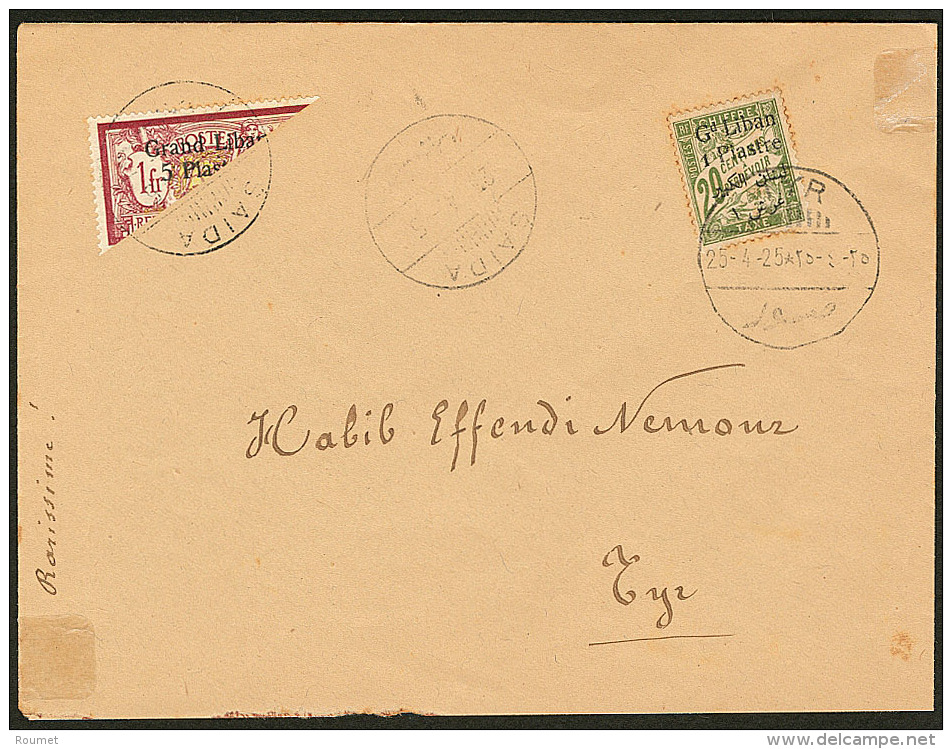 Coup&eacute;. Moiti&eacute; Diagonale De No 36 Obl Sa&iuml;da 25.4.25 Sur Enveloppe Pour Tyr Tax&eacute;e &agrave; L'arr - Other & Unclassified