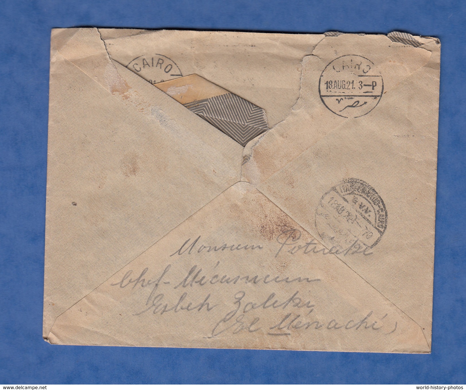 Enveloppe Ancienne & Son Courrier De 1921 - EL MANACHI - Michel ZALIKIS / P. POTRIAKI - 1915-1921 Protectorat Britannique