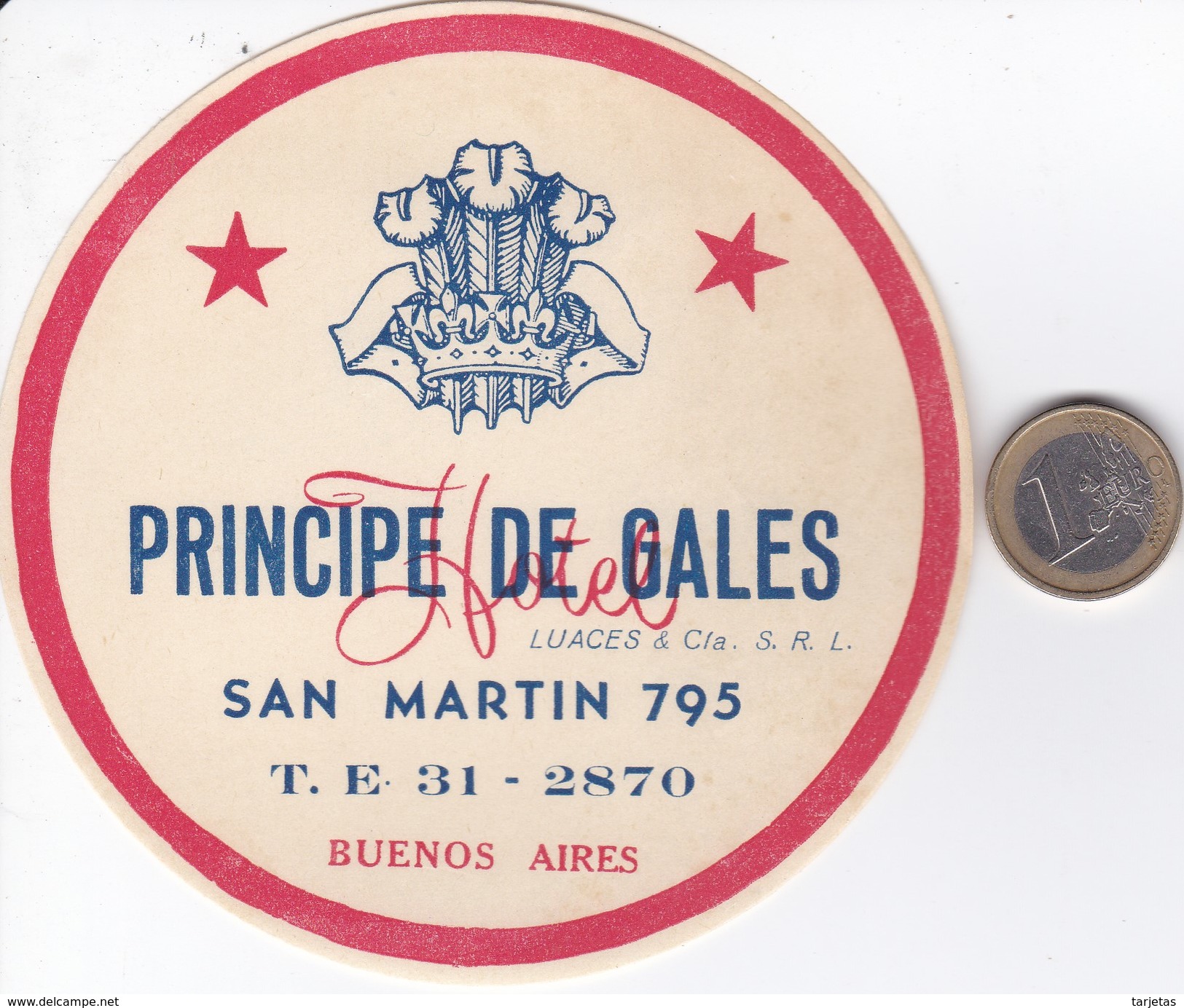 ETIQUETA DEL HOTEL PRINCIPE DE GALES DE BUENOS AIRES EN ARGENTINA - Hotel Labels