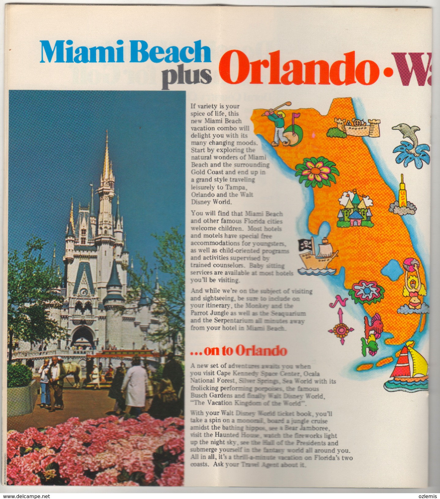 CONTINENTALL AIRLINES ,MIAMI BEACH ,THE BAHAMAS,THE CARIBBEANPLUS WALT DISNEY WORLD  BROCHURES - Advertisements