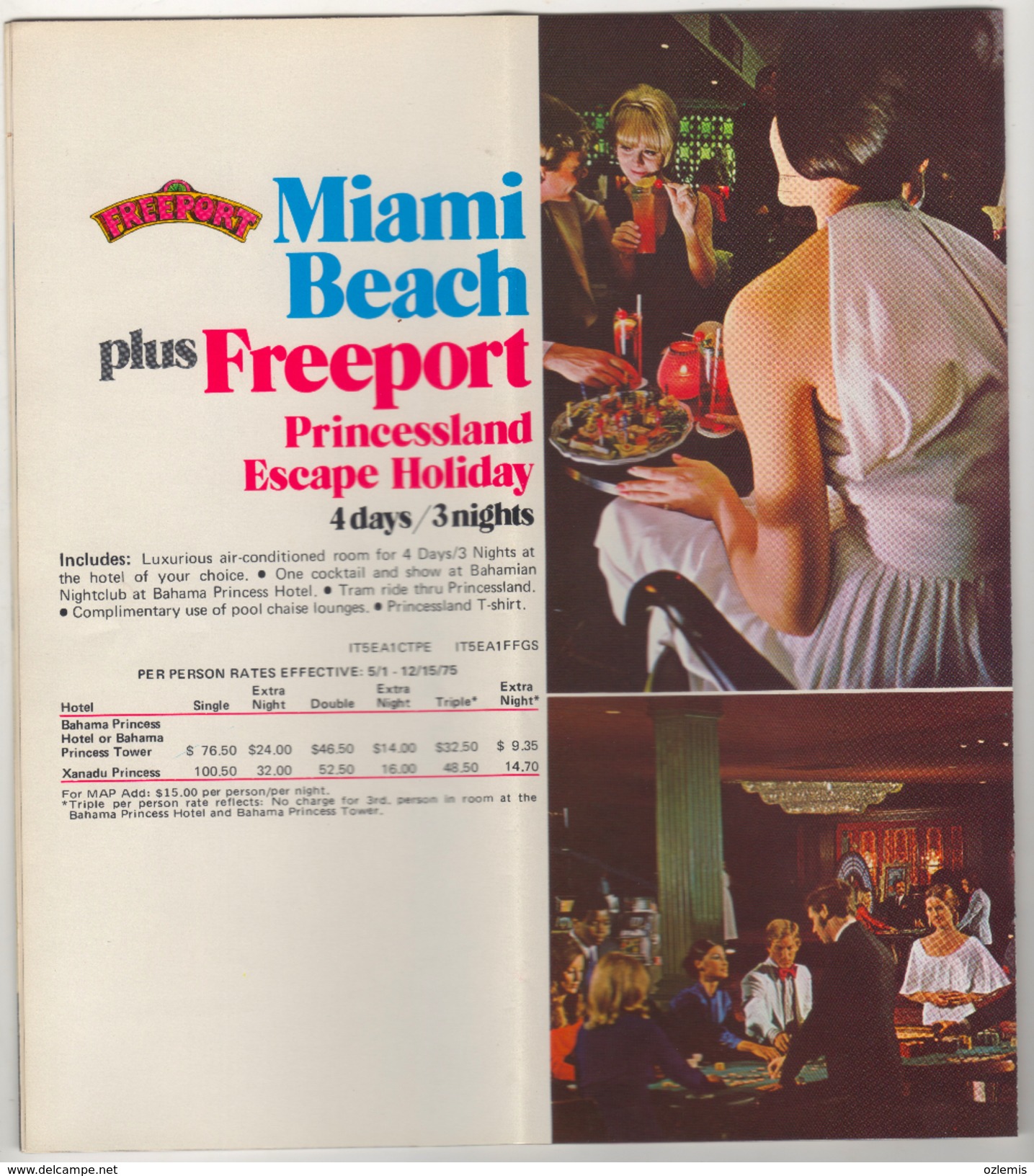 CONTINENTALL AIRLINES ,MIAMI BEACH ,THE BAHAMAS,THE CARIBBEANPLUS WALT DISNEY WORLD  BROCHURES - Publicidad