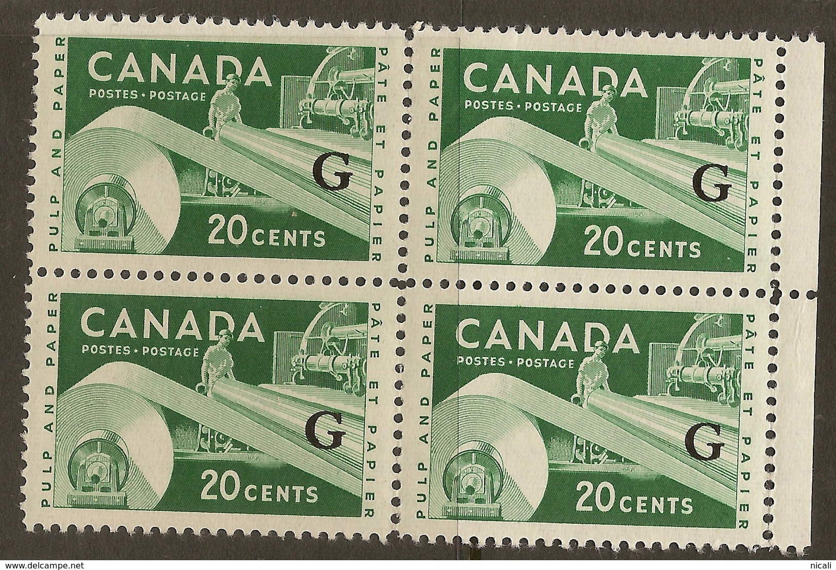 CANADA 1955 20c Official X4 SG O207a UNHM #ZJ141 - Surchargés