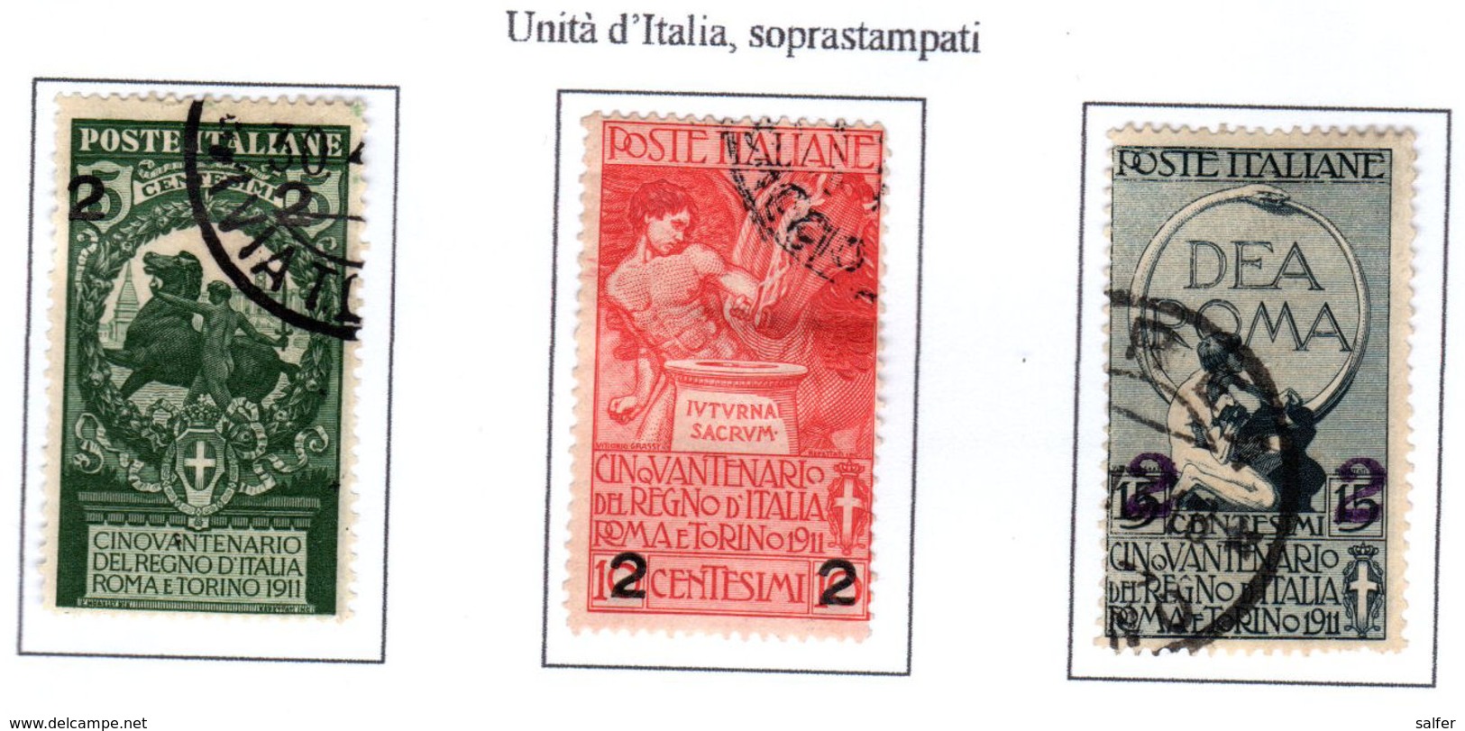 ITALIA REGNO 1913  UNITA' D'ITALIA Soprastampati  Usati /used - Used