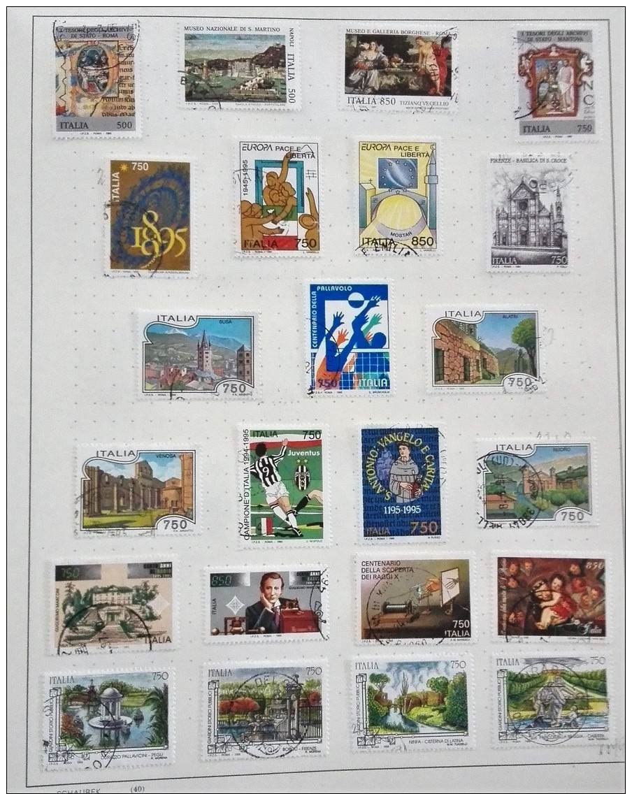 COLLEZIONE,ITALIA REPUBBLICA.1991-95..IN FOGLI COME FOTO.FRANCOBOLLI,COMMEMORATIVI.USATI ORIGINALI,ITALIAN STAMPS USED.