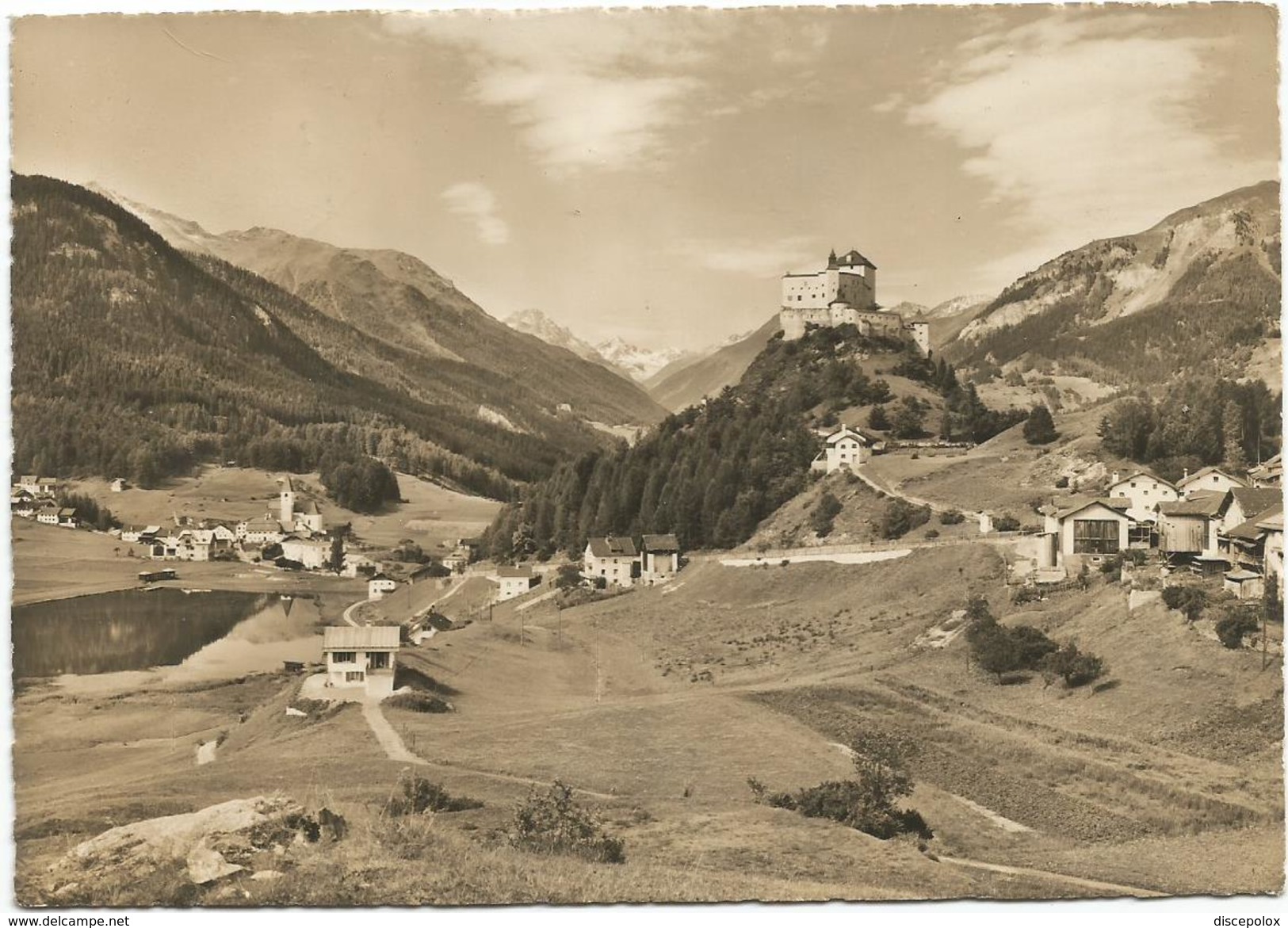 Y2718 Schloss Tarasp Mit Sparsels Und Fontana - Chateau Castle Castello Castillo / Viaggiata 1957 - Casti-Wergenstein