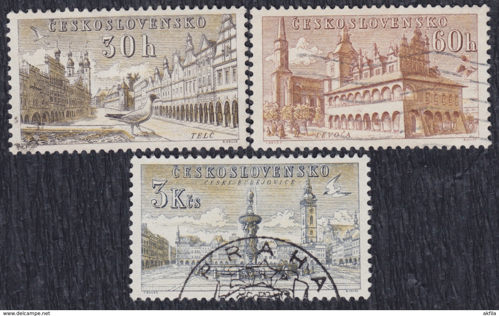 Czechoslovakia 1954 Beauty Of Our Cities, Used (o) Michel 884-886 - Gebraucht