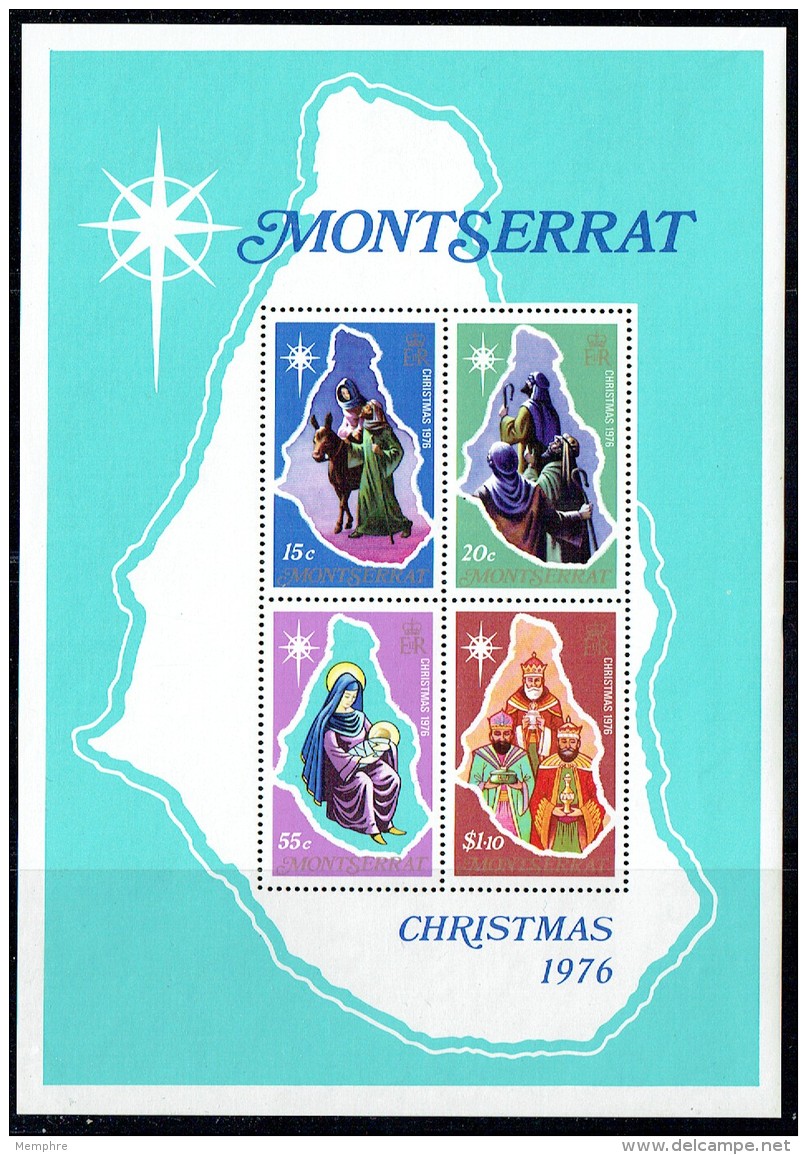 1976  Christmas Issue  Nativity Scenes Map Of Montserrat  Souvenir Sheet  ** - Montserrat