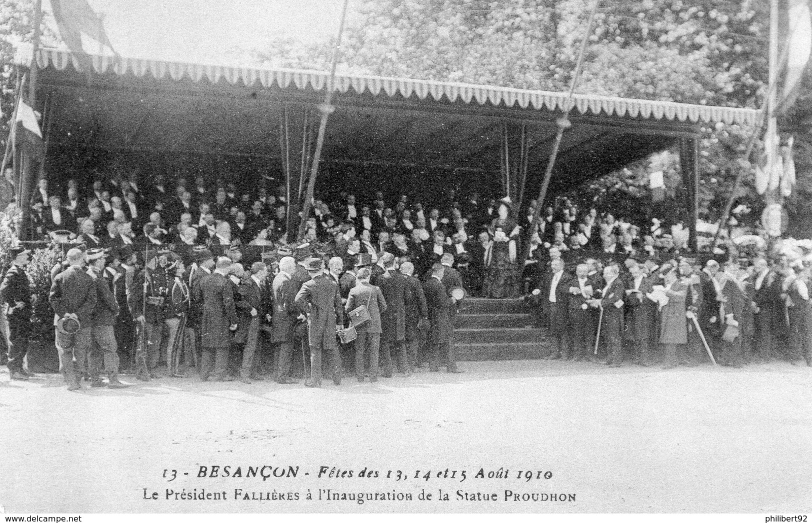 Besançon 1910 Le Président De La République Armand Fallières à L'inauguration De La Statue De Proudhon. - Inaugurations