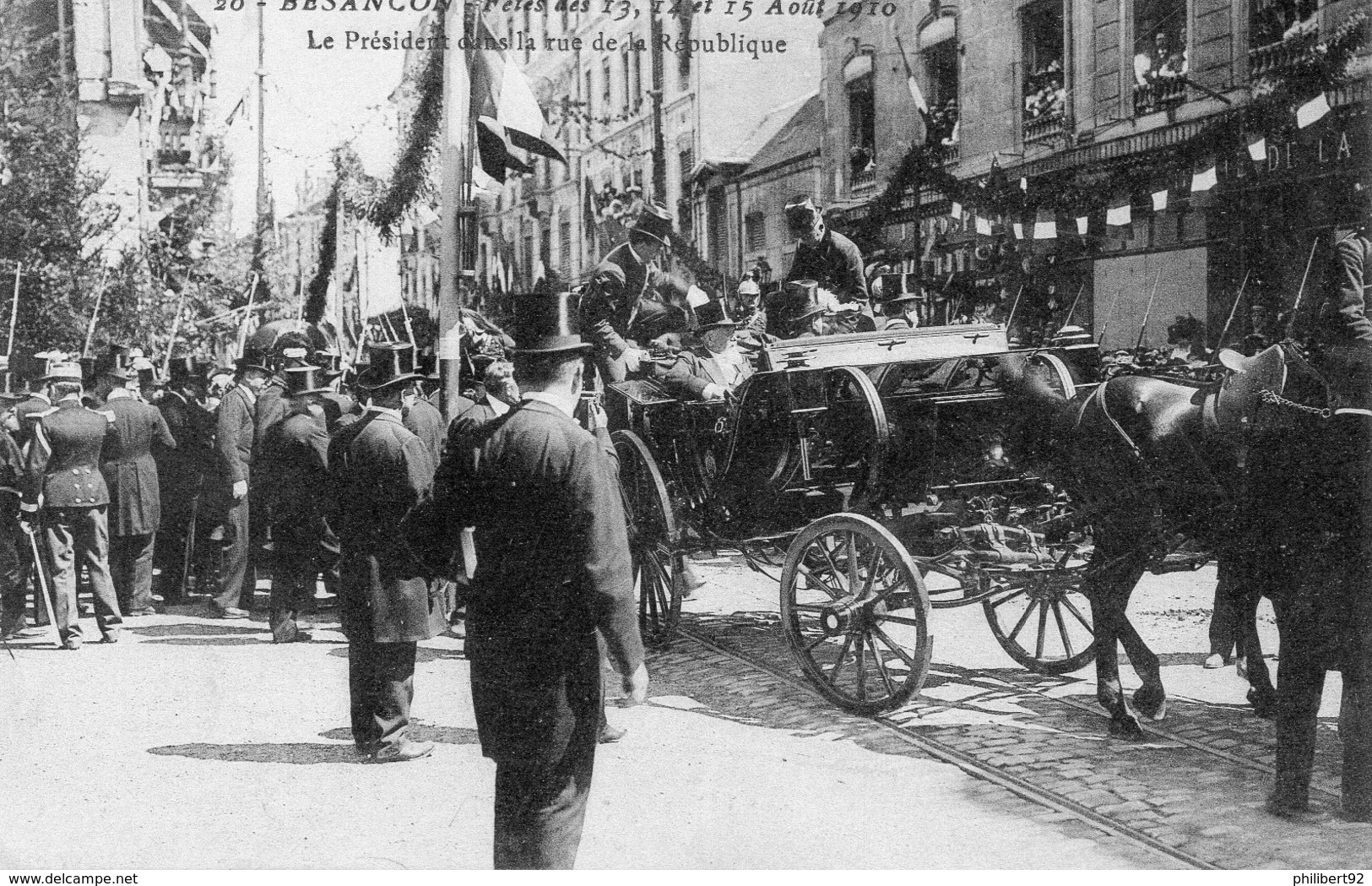 Histoire. IIIe République . Besançon 1910. Le Président Armand Fallières Rue De La République. - Inaugurations