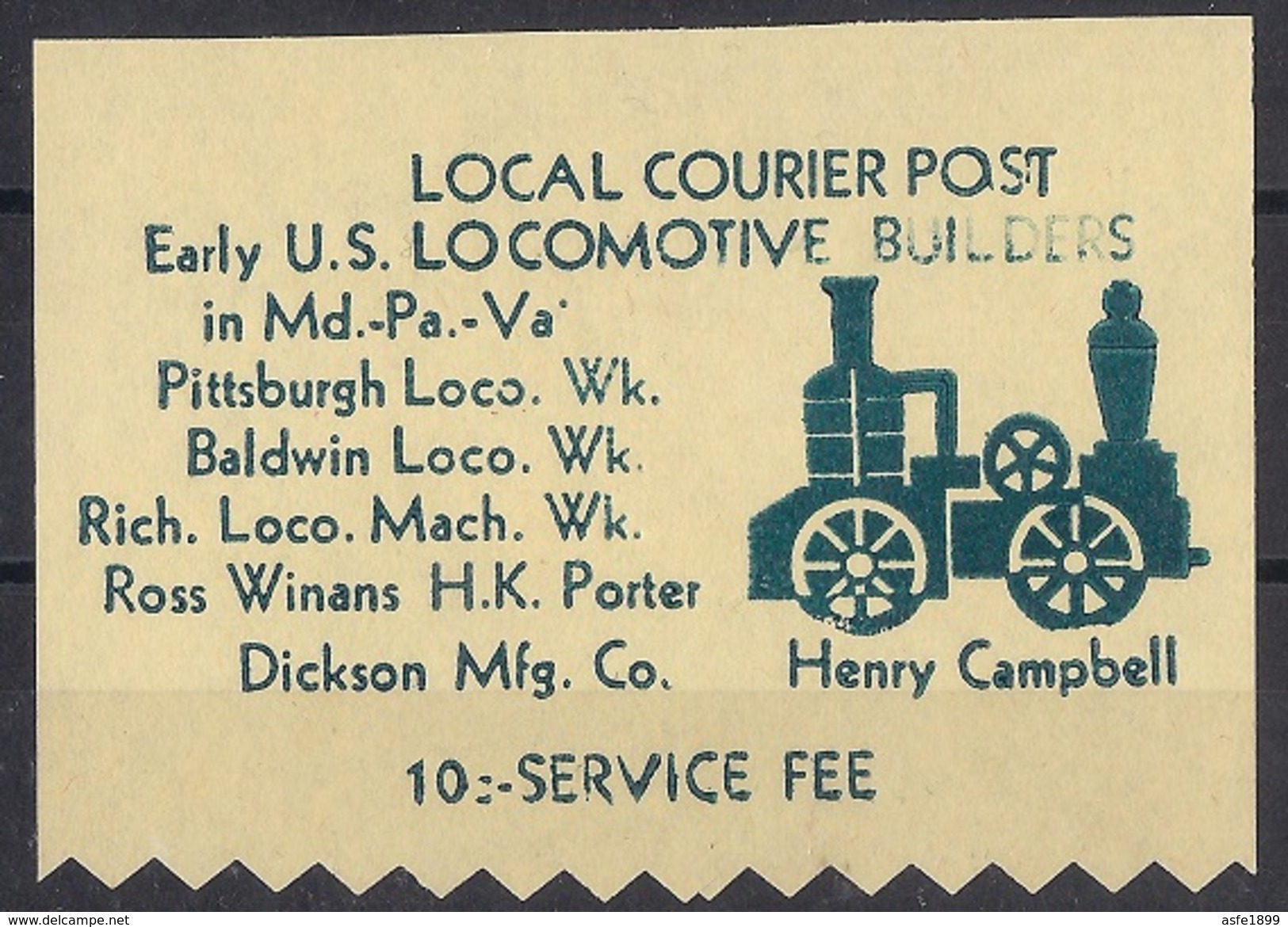 USA Modern Local Post  - Local Courier Post - Early U.S. Locomotive Builders - Other & Unclassified