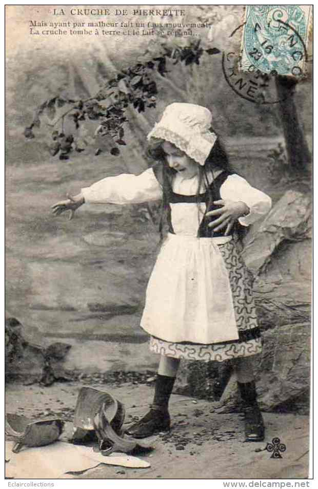 Thème Enfants  Suite De  4 Cartes : La Cruche De Pierrette - Collections, Lots & Series