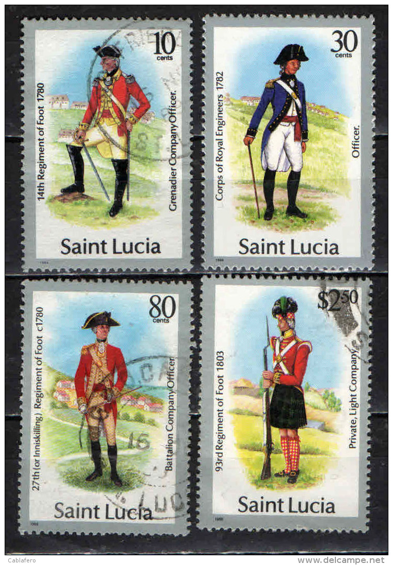ST. LUCIA - 1986 - UNIFORMI MILITARI - USATI - St.Lucia (1979-...)