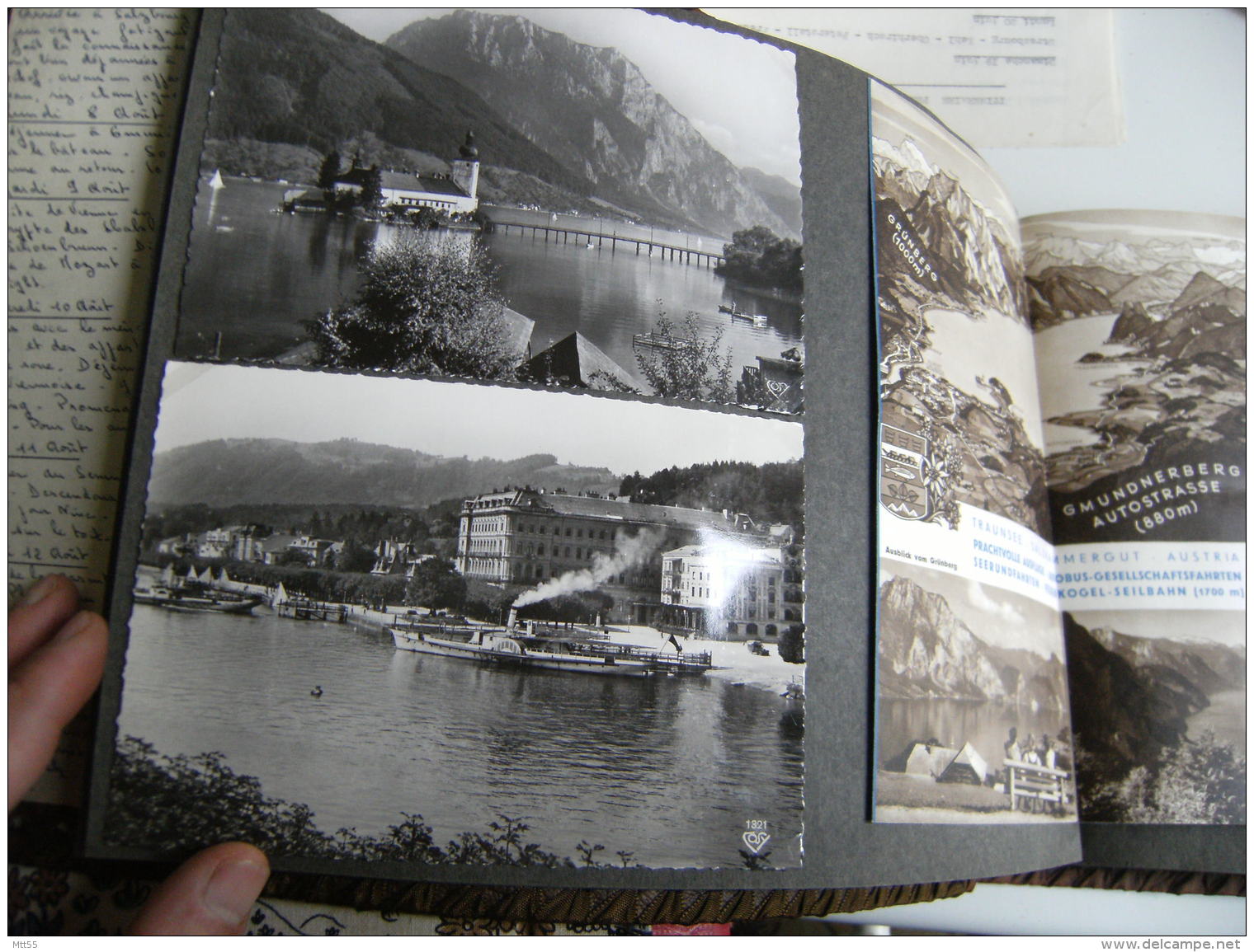 album photo photographie  photo 1955 souvenir vacances  autriche carte postale ticket entree tout en photo