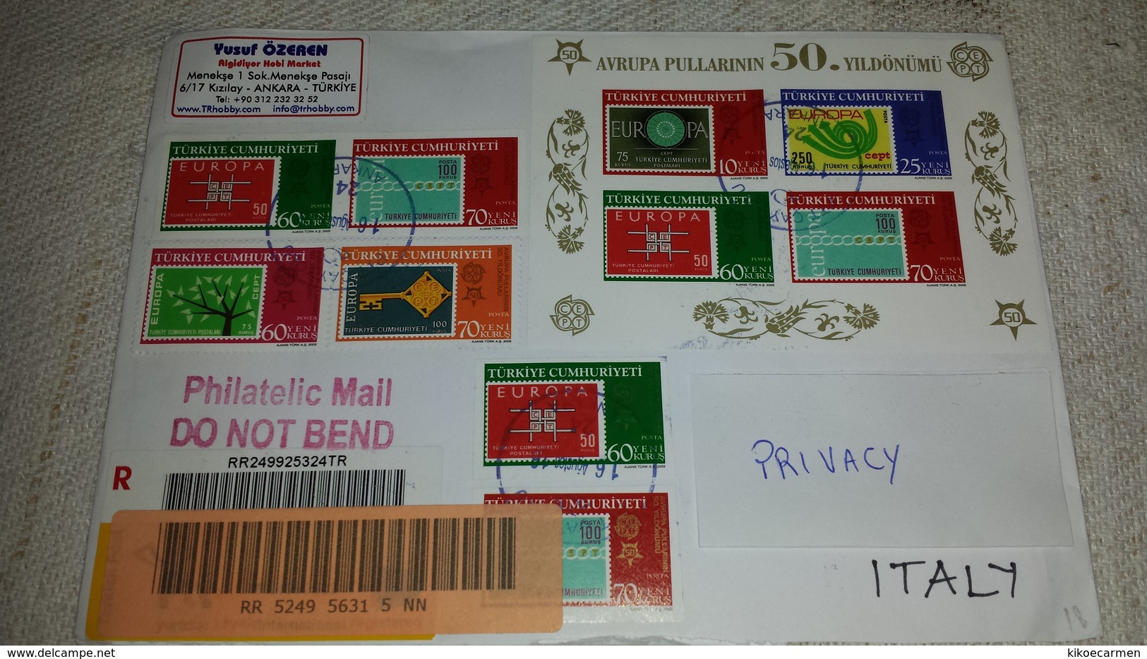 Imperforated And Perforated Sheet Turkiye Turkey Europa Cept 2005 2016 Used Cover Registered Letter Postal History - Cartas & Documentos