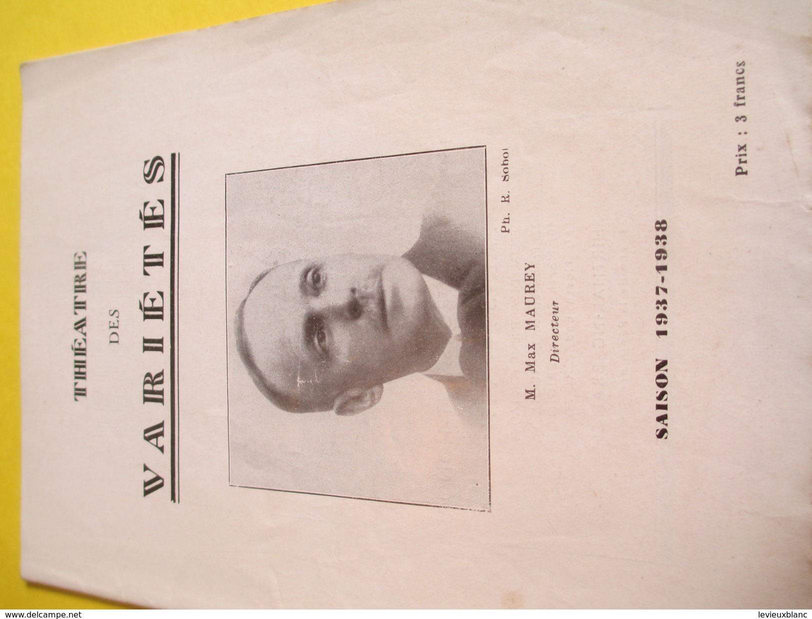 Programme Théâtre/Théatre Des Variétés/Max Mauret/Vincent Scotto/Un De La Canebiére/Delahaye/Renault/1937     PROG148 - Programma's