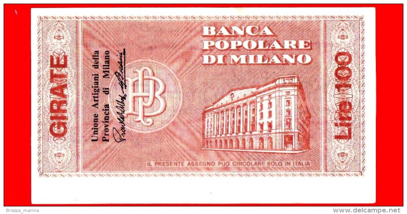 MINIASSEGNI - BANCA POPOLARE DI MILANO - L. 100 - Nuovo - FdS - [10] Checks And Mini-checks