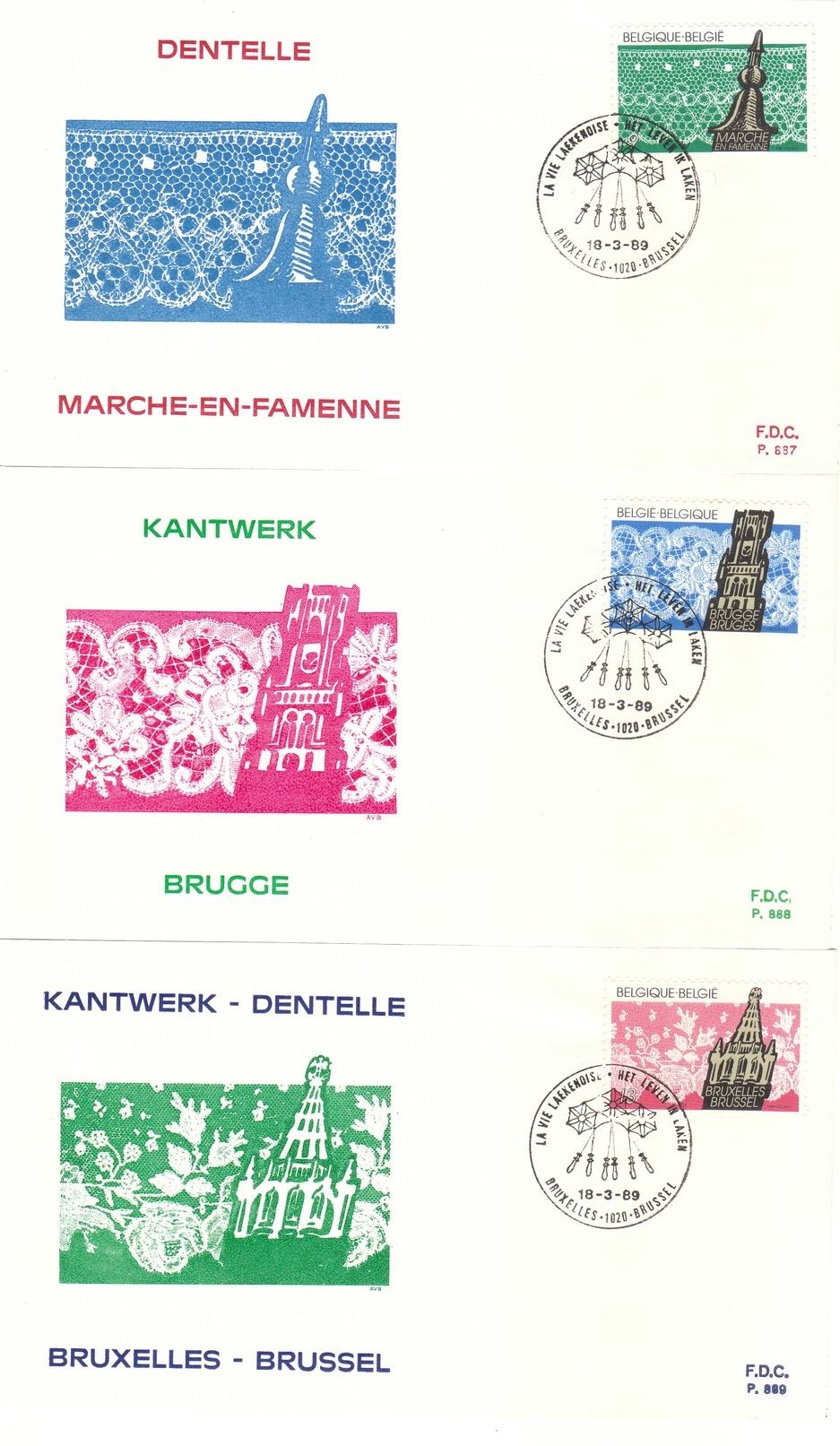 2315/7 Dentelles De Belgique - Marche-en-Famenne - Brugge - Bruxelles - Textile