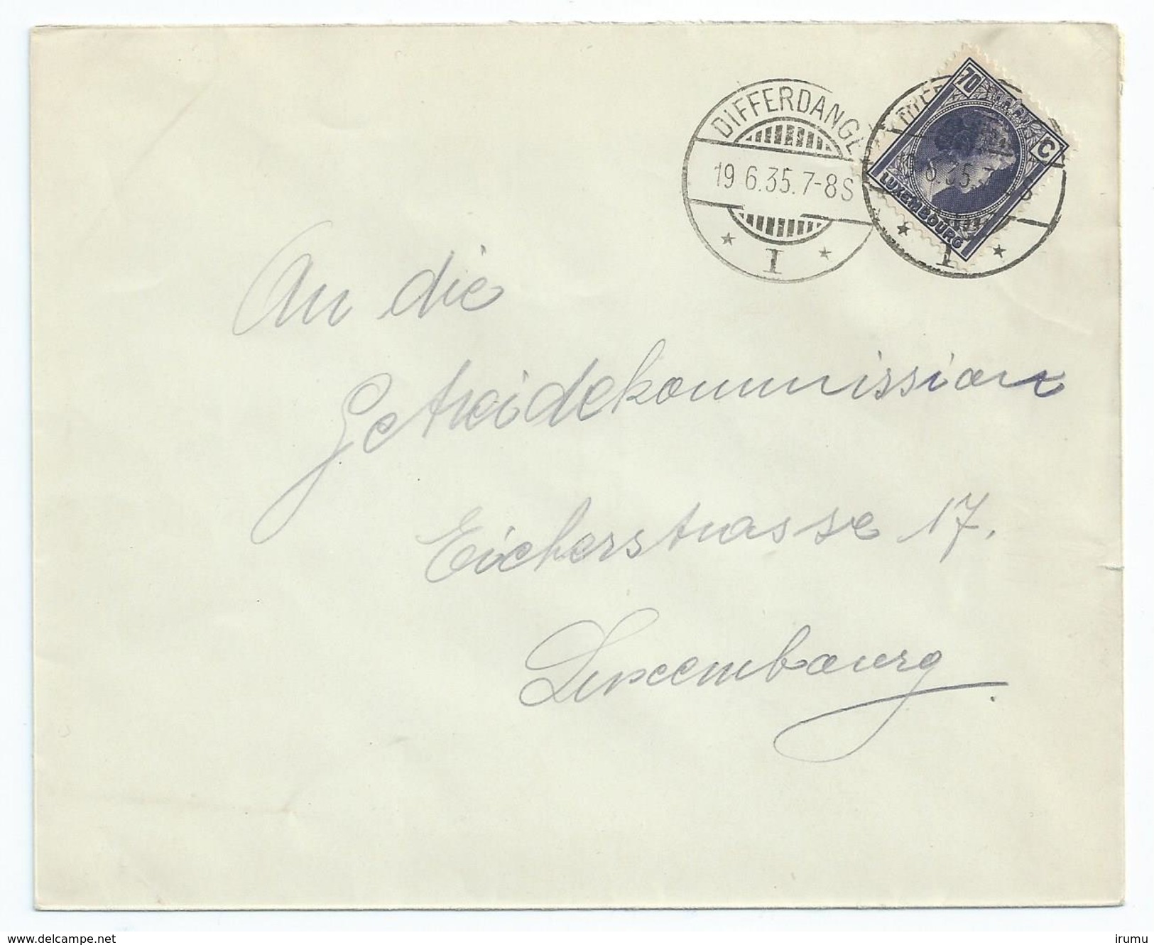 Luxembourg - 1935 - 70c On Cover From Differdange - Lettres & Documents