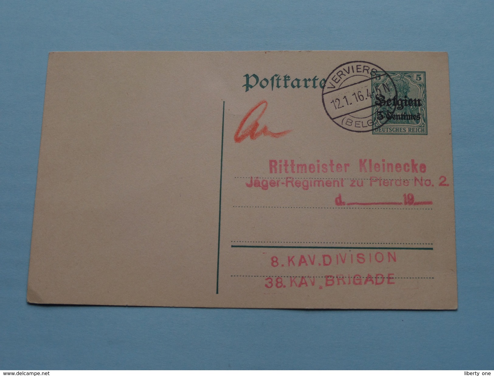 Postkarte - CP / PK Jager Regiment Zu Pferde N° 2 - 8 KAV Division - 38 KAV Brigade ( Verviers 1916 ( Zie Foto ) ! - Deutsche Besatzung