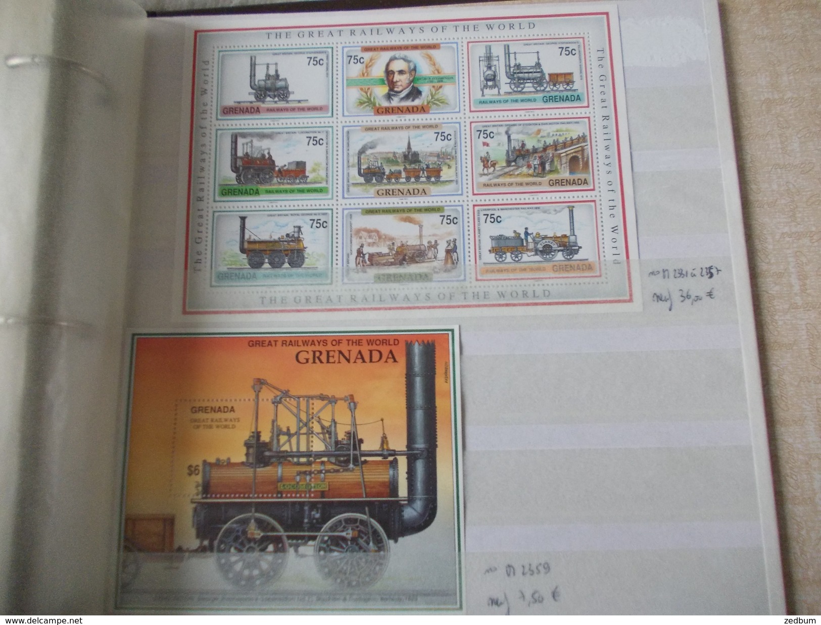 ALBUM 4 collection de timbres avec pour thème le chemin de fer train de tout pays valeur 547.25 &euro;