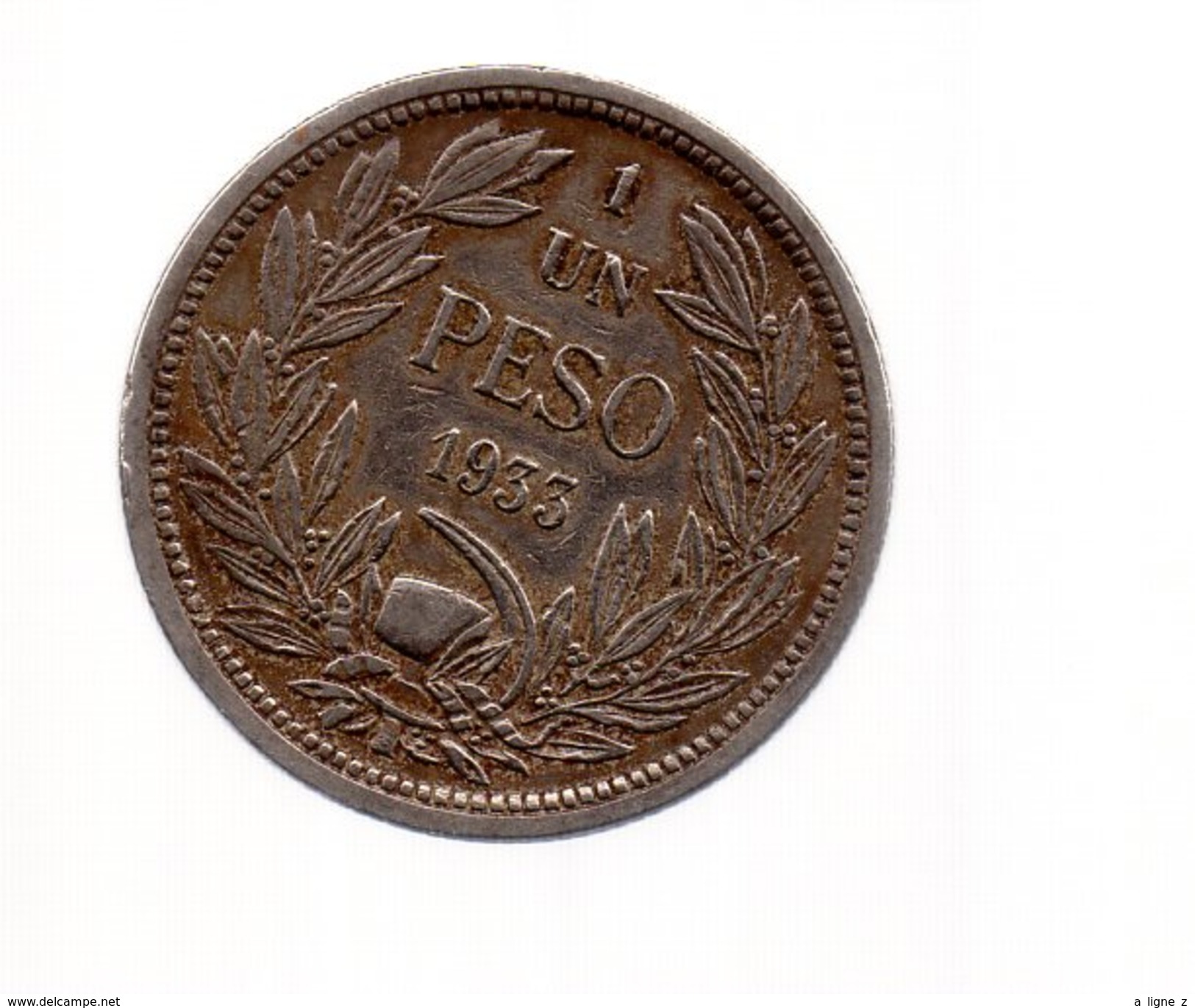 REF 1  : Monnaie Coin CHILI CHILE 1 Un Peso 1933 - Cile