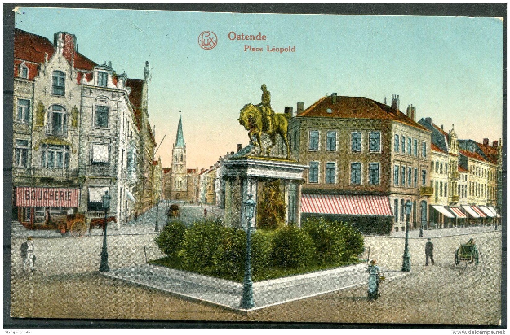 1916 Belgium Ostende, Place Leopold Postcard. Germany Kaiser Marine Feldpost 6th Seebataillon - Covers & Documents