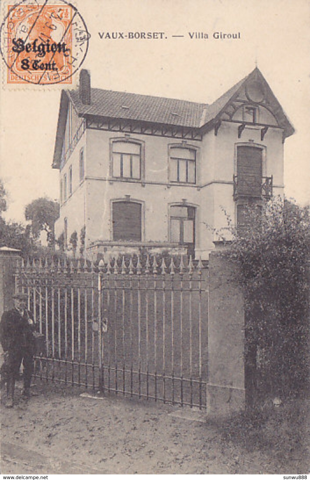 Vaux-Borset - Villa Giroul (animée, Censure, 1917, Edit. Th. Sibille-Bada) - Villers-le-Bouillet