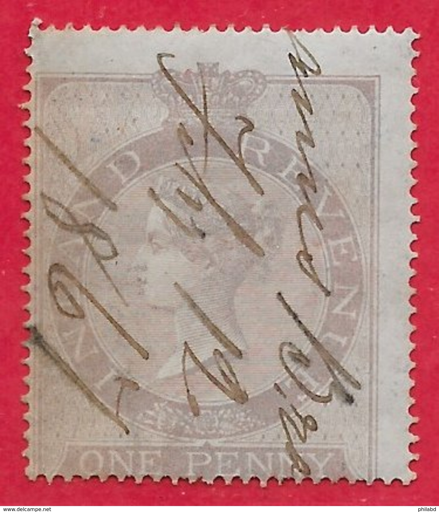 Grande-Bretagne Fiscal-postal N°1 1p Violet (filigrane Ancre) 1862 O - Steuermarken