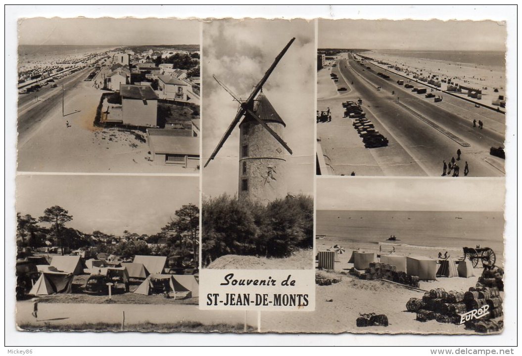 SAINT JEAN DE MONTS-1964-Multivues (plages,moulin,campings),cpsm 14 X 9 N°MT 109  éd De L'Europe - Saint Jean De Monts
