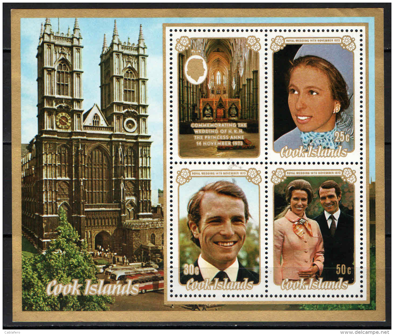 COOK ISLANDS - 1973 - ROYAL WEDDING - SOUVENIR SHEET - NUOVI MNH - Cook