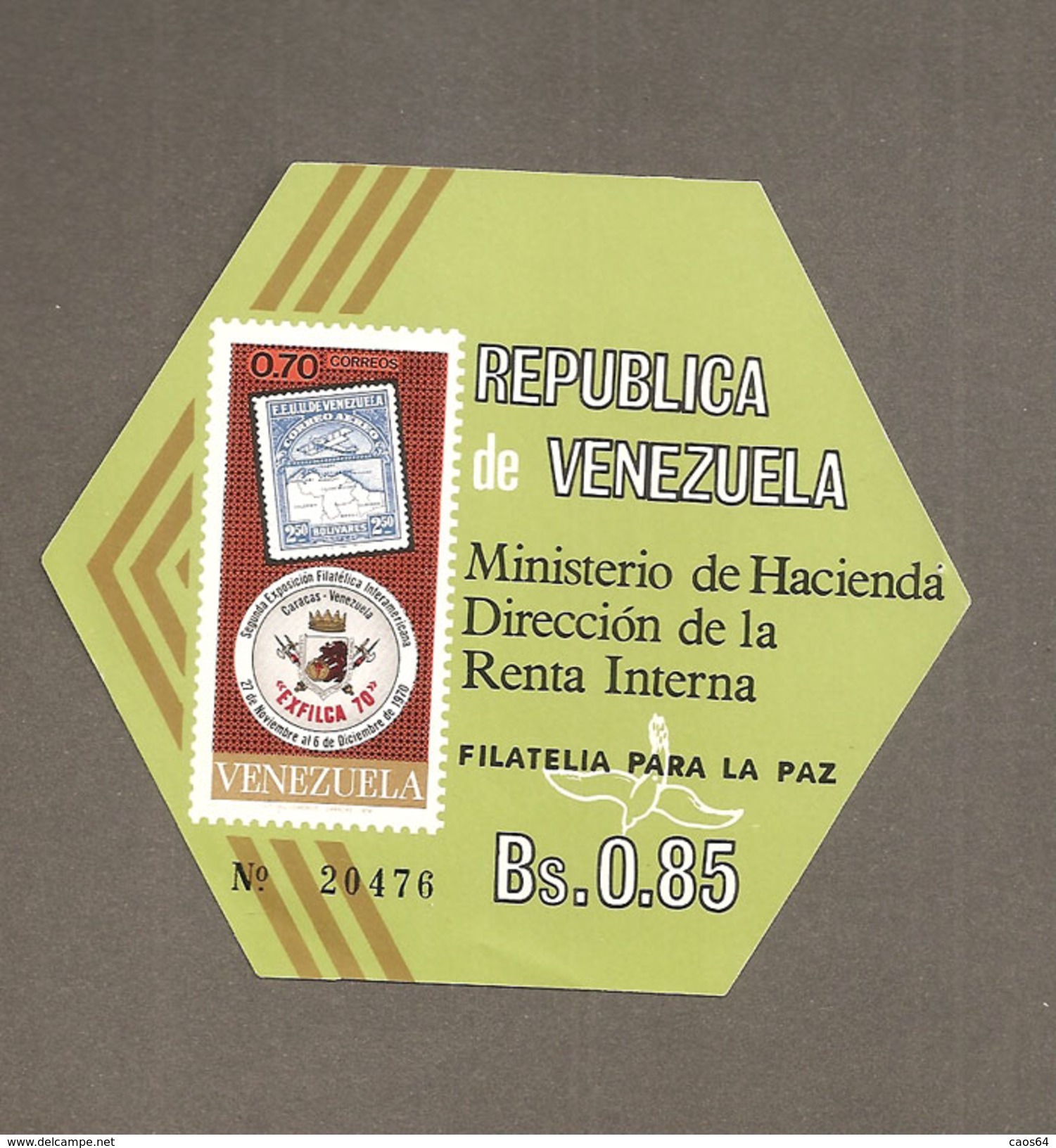 1970 VENEZUELA Exfilca 70  FOGLIETTO EMISSIONE 20476 - Venezuela